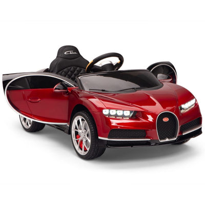 Licensed BURGUNDY-BLACK Bugatti Ride On Car R/C Remote Leather Seat Real EVA Rubber Tires (Newest Versión )