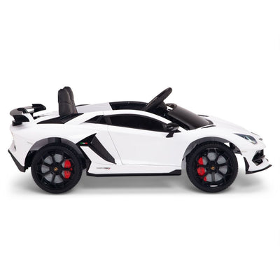 Licensed WHITE Lamborghini Ride On Car R/C Remote Leather Seat Real EVA Rubber Tires (Newest Versión )