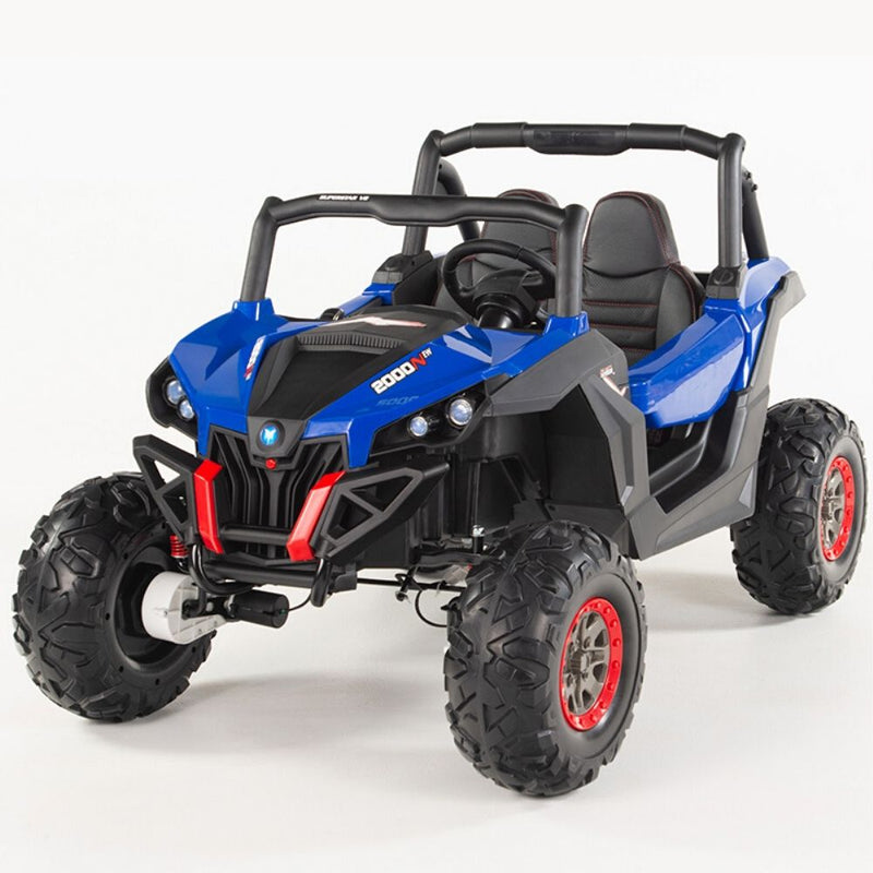 4X4 BLUE UTV Ride On R/C Remote Leather Seat and Real EVA Rubber Tires ( NEWEST VERSION )