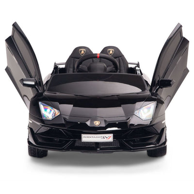 Licensed BLACK Lamborghini Ride On Car R/C Remote Leather Seat Real EVA Rubber Tires (Newest Versión )