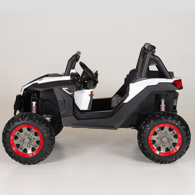 4X4 WHITE UTV Ride On R/C Remote Leather Seat and Real EVA Rubber Tires ( NEWEST VERSION )