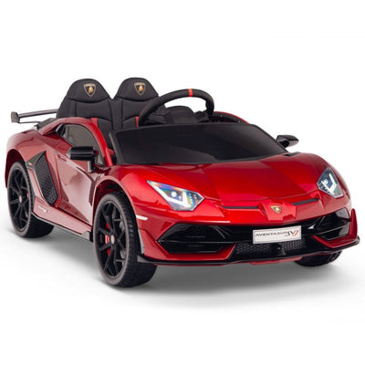 Licensed Burgundy Lamborghini Ride On Car R/C Remote Leather Seat Real EVA Rubber Tires (Newest Versión )