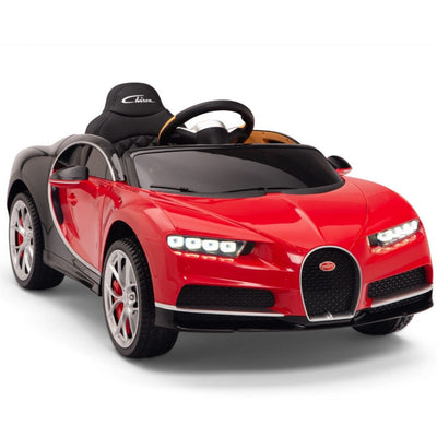 Licensed RED-BLACK Bugatti Ride On Car R/C Remote Leather Seat Real EVA Rubber Tires (Newest Versión )