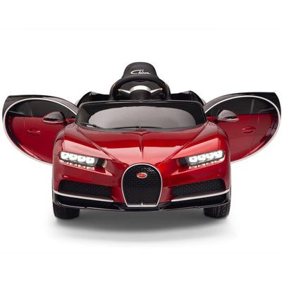 Licensed BURGUNDY-BLACK Bugatti Ride On Car R/C Remote Leather Seat Real EVA Rubber Tires (Newest Versión )