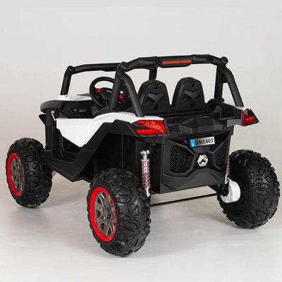 4X4 WHITE UTV Ride On R/C Remote Leather Seat and Real EVA Rubber Tires ( NEWEST VERSION )