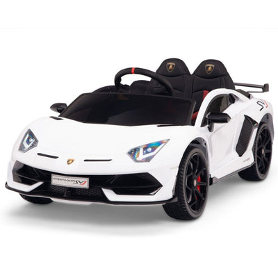 Licensed WHITE Lamborghini Ride On Car R/C Remote Leather Seat Real EVA Rubber Tires (Newest Versión )