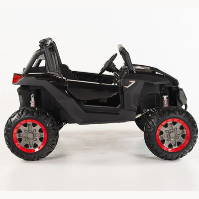 4X4 BLACK UTV Ride On R/C Remote Leather Seat and Real EVA Rubber Tires ( NEWEST VERSION )