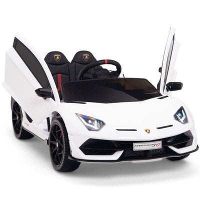 Licensed WHITE Lamborghini Ride On Car R/C Remote Leather Seat Real EVA Rubber Tires (Newest Versión )