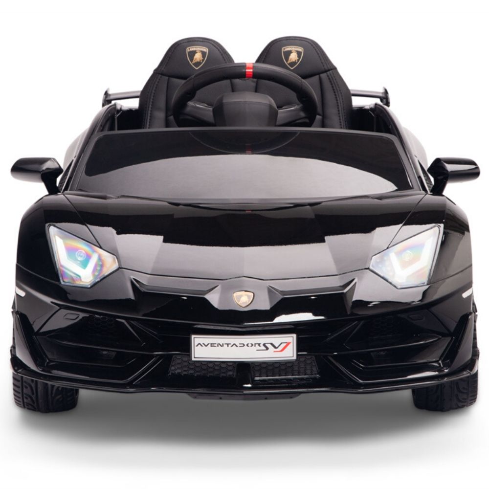 Licensed BLACK Lamborghini Ride On Car R/C Remote Leather Seat Real EVA Rubber Tires (Newest Versión )