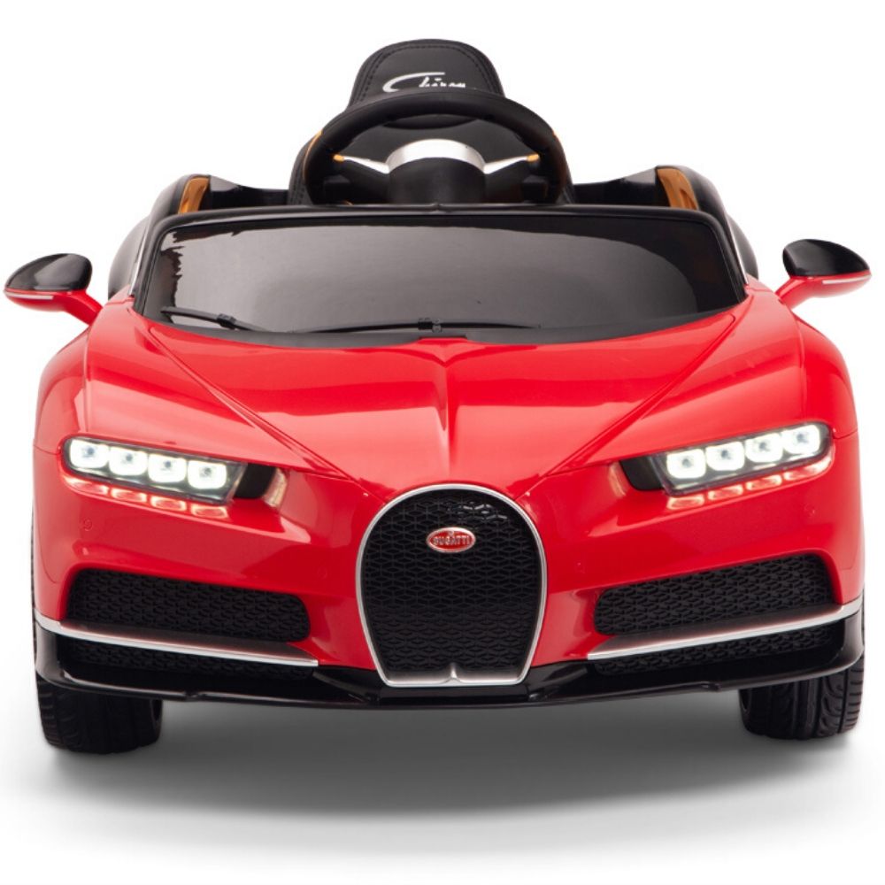 Licensed RED-BLACK Bugatti Ride On Car R/C Remote Leather Seat Real EVA Rubber Tires (Newest Versión )