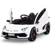 Licensed WHITE Lamborghini Ride On Car R/C Remote Leather Seat Real EVA Rubber Tires (Newest Versión )