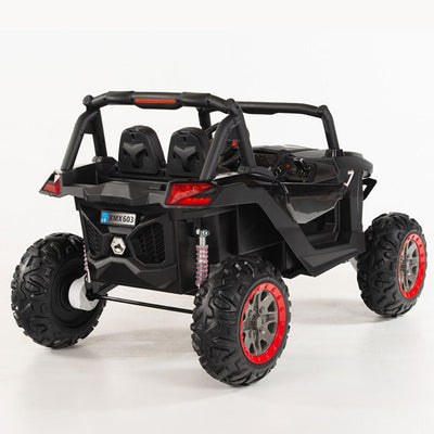 4X4 BLACK UTV Ride On R/C Remote Leather Seat and Real EVA Rubber Tires ( NEWEST VERSION )