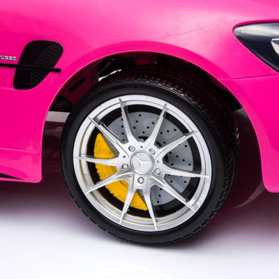 Pink  Licensed Mercedes GTR with RC Remote,2 Leather Seat,Painted and Real EVA Rubber Tires ( Newest Versión).