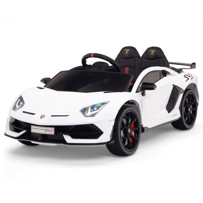 Licensed WHITE Lamborghini Ride On Car R/C Remote Leather Seat Real EVA Rubber Tires (Newest Versión )