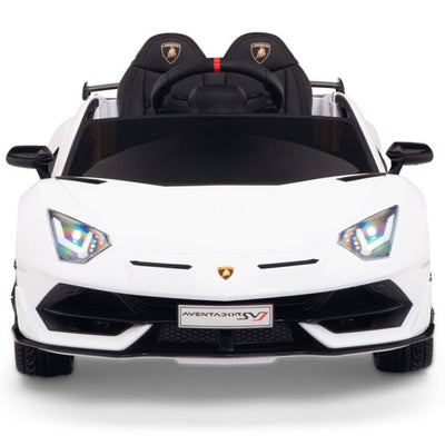 Licensed WHITE Lamborghini Ride On Car R/C Remote Leather Seat Real EVA Rubber Tires (Newest Versión )