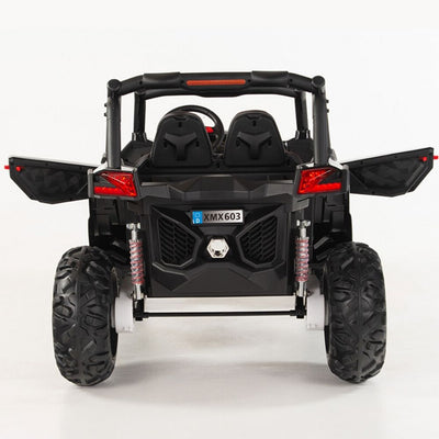 4X4 BLACK UTV Ride On R/C Remote Leather Seat and Real EVA Rubber Tires ( NEWEST VERSION )