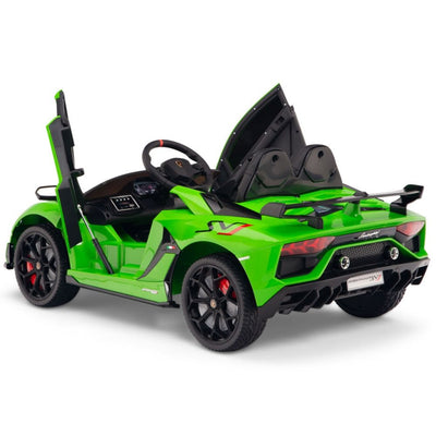 Licensed Green Lamborghini Ride On Car R/C Remote Leather Seat Real EVA Rubber Tires (Newest Versión )