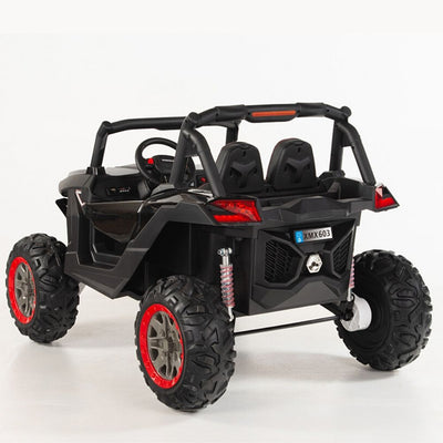 4X4 BLACK UTV Ride On R/C Remote Leather Seat and Real EVA Rubber Tires ( NEWEST VERSION )