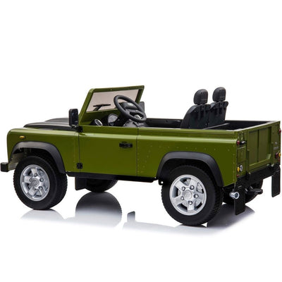 Licensed 4X4 GREEN Defender Ride On With Leather Seat R/C Remote and Rubber Tires ( NEWEST VERSION )