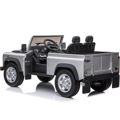 Licensed 4X4 SILVER Defender Ride On With Leather Seat R/C Remote and Rubber Tires ( NEWEST VERSION )