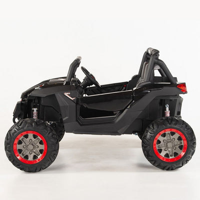 4X4 BLACK UTV Ride On R/C Remote Leather Seat and Real EVA Rubber Tires ( NEWEST VERSION )