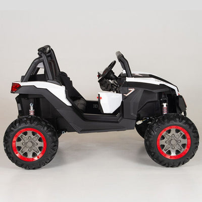 4X4 WHITE UTV Ride On R/C Remote Leather Seat and Real EVA Rubber Tires ( NEWEST VERSION )