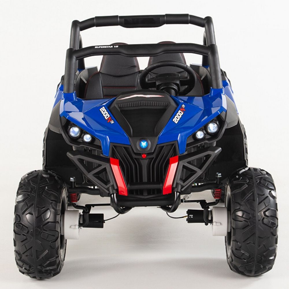 4X4 BLUE UTV Ride On R/C Remote Leather Seat and Real EVA Rubber Tires ( NEWEST VERSION )