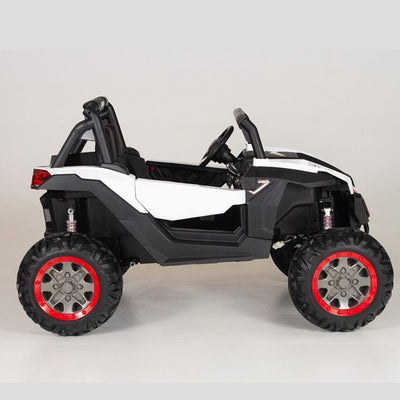 4X4 WHITE UTV Ride On R/C Remote Leather Seat and Real EVA Rubber Tires ( NEWEST VERSION )