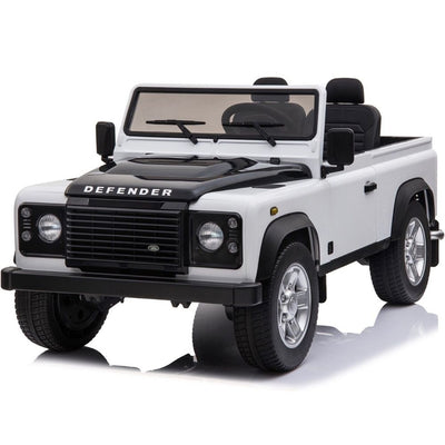 Licensed 4X4 WHITE Defender Ride On With Leather Seat R/C Remote and Rubber Tires ( NEWEST VERSION )